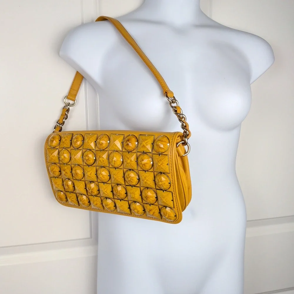 Kate Spade High Line Leica Leather Shoulder Bag Purse Handbag Mustard Yellow